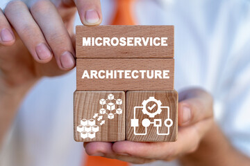 Business concept of microservice architecture. Microservices.