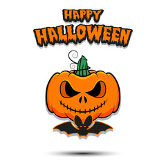 Fototapeta premium Happy Halloween. Halloween pumpkin and bat