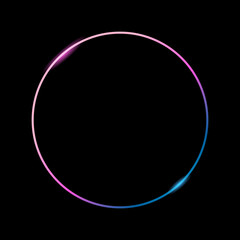 Obraz premium Colored round frame. Vector frame. Modern frame. The frame is blue and pink. Expensive frame on a black background. Exquisite frame.