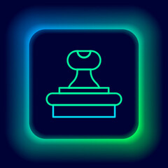 Glowing neon line Stamp icon isolated on black background. Colorful outline concept. Vector