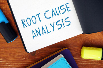 Business concept meaning ROOT CAUSE ANALYSIS exclamation marks with phrase on the sheet.
