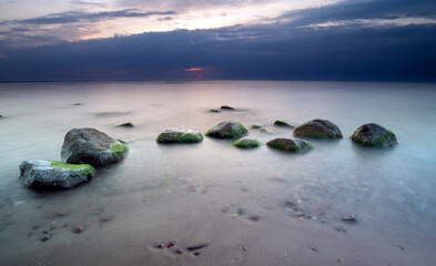 Natural landscape from the sea on a cloudy windy day.