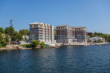 Condominiums under construction along the shores of Gananoque on the St Lawrence River