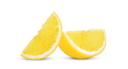 Sliced of fresh lemon fruit isolated on white background.