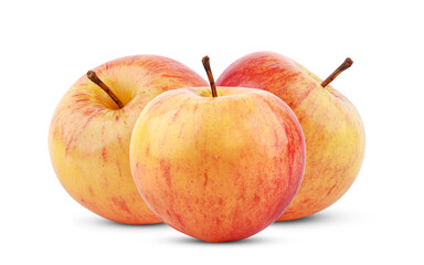 Whole fresh red yellow apple isolated on white background.