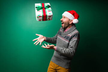 Attractive man receiving a gift