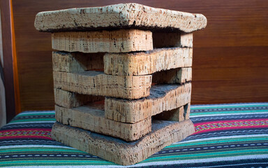 Stump stool made of cork or senton