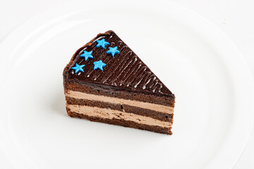 chocolate cake with caramel and nut