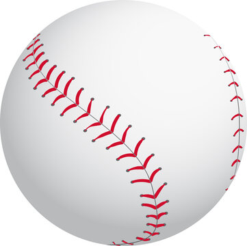 White baseball ball with red stitching - Vector Illustration