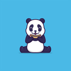 Vector illustration of cute panda eating hot dog. flat design illustration