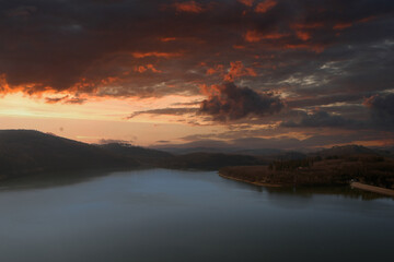 sunset over the lake