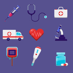 a set of vector illustrations of medical icons with assorted tools