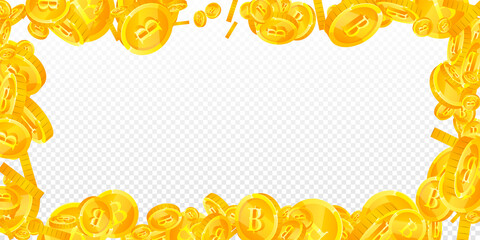 Thai baht coins falling. Indelible scattered THB coins. Thailand money. Cool jackpot, wealth or success concept. Vector illustration.