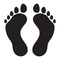 Vector illustration of foot prints. Silhouette feet isolated on white Human  footprints icon