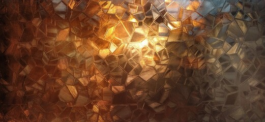 Corrugated glass with backlight. Beautiful light refraction in red, brown, yellow, orange and black...