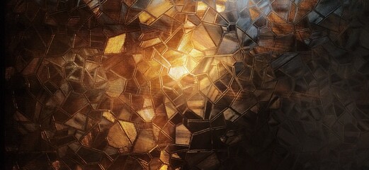 Corrugated glass with backlight. Beautiful light refraction in red, brown, yellow, orange and black...