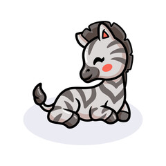 Cute baby zebra cartoon lying down