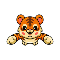 Cute baby tiger cartoon leaping