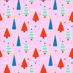 Crhirstmas tree seamless pattern. Christms background.