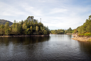 View of the mountains from Loch Katrine, Scotland, UK