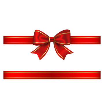 Red bow and ribbon with gold edging