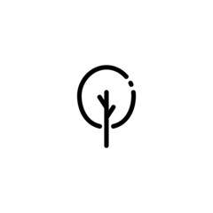 Round Tree Nature Monoline Symbol Icon Logo for Graphic Design, UI UX, Game, Android Software, and Website.