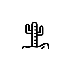 Cactus Nature Monoline Symbol Icon Logo for Graphic Design, UI UX, Game, Android Software, and Website.