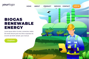 Biogas Renewable Energy - Vector Illustration - obrazy, fototapety, plakaty