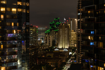 Fototapeta na wymiar Scenic long exposure night downtown San Diego vista at night, Southern California