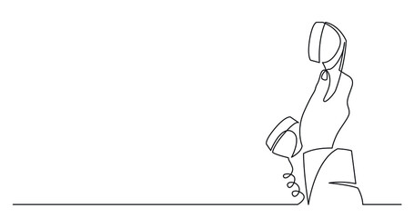 one line drawing of man hand reaching phone to answer phone call with copy space