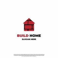 Brick house logo illustration on isolated background, building house logo icon template