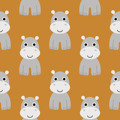 Cute little hippo. Vector pattern, design template for poster, greeting card, banner, print on kids t-shirt, clothes.