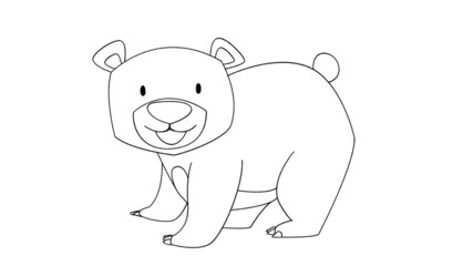 Bear Animal line drawing coloring templates for art class