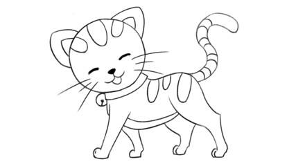 Cat Animal line drawing coloring templates for art class