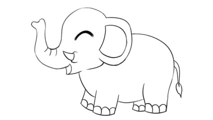 Elephant Animal line drawing coloring templates for art class