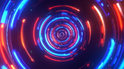 赤と青の発光リング かっこいいサイバー空間 [別Verあり]