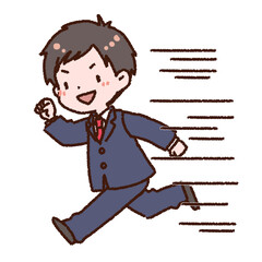 笑顔で走るサラリーマン男性
