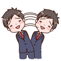 可愛くウキウキするサラリーマン男性