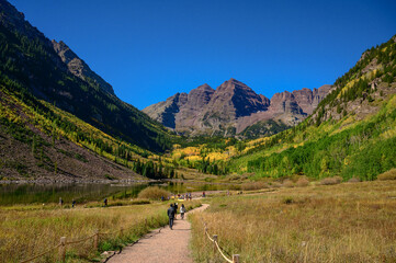 Gorgeous Maroon Bells at Aspen Colorado USA in Fall