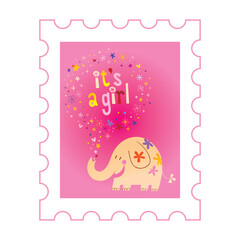 it's a girl card with cute elephant