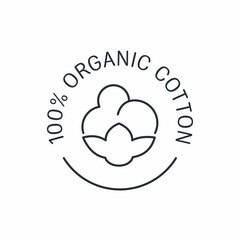 100% organic cotton. Vector linear icon isolated on white background.