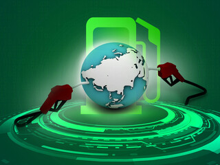 Oil dripping  to earth  from a gasoline pump isolated  - 3D Rendering