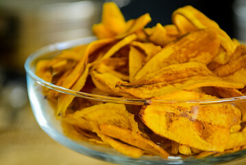 banana chips in a bowl

