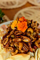 grana padano, nuts cheesecake, cooks day , chefs day, chestnuts, food background, top view