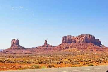 Monument Valley Rock Out Croppings In Early Morning