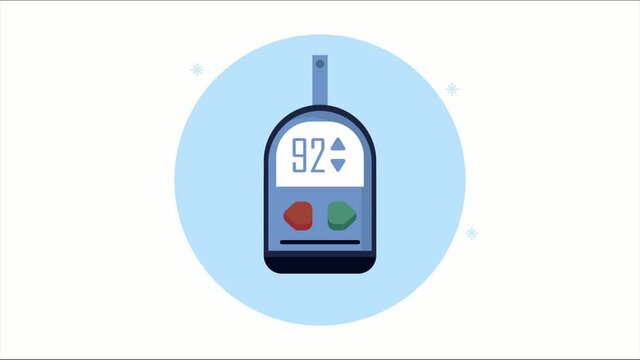 diabetes disease animation with glucometer