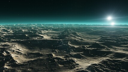 Fototapeta na wymiar beautiful view from an exoplanet, a view from an alien planet 3d render