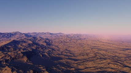 beautiful view from an exoplanet, a view from an alien planet 3d render