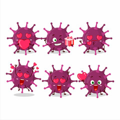 Coronaviridae cartoon in character with love cute emoticon