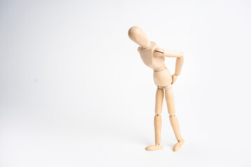 Wooden men have problems with digestion.Health care concept.